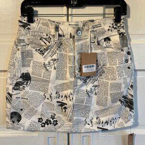 Reformation Jackie High Rise Denim Mini Skirt Climate Print - NEW W/ TAGS